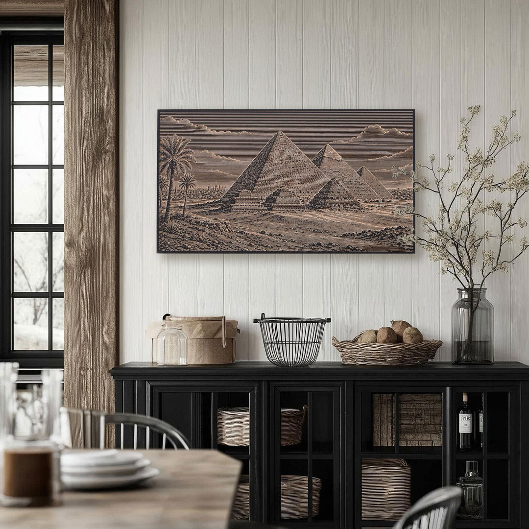 Cairo Pyramids Engraved Birch Art Panel