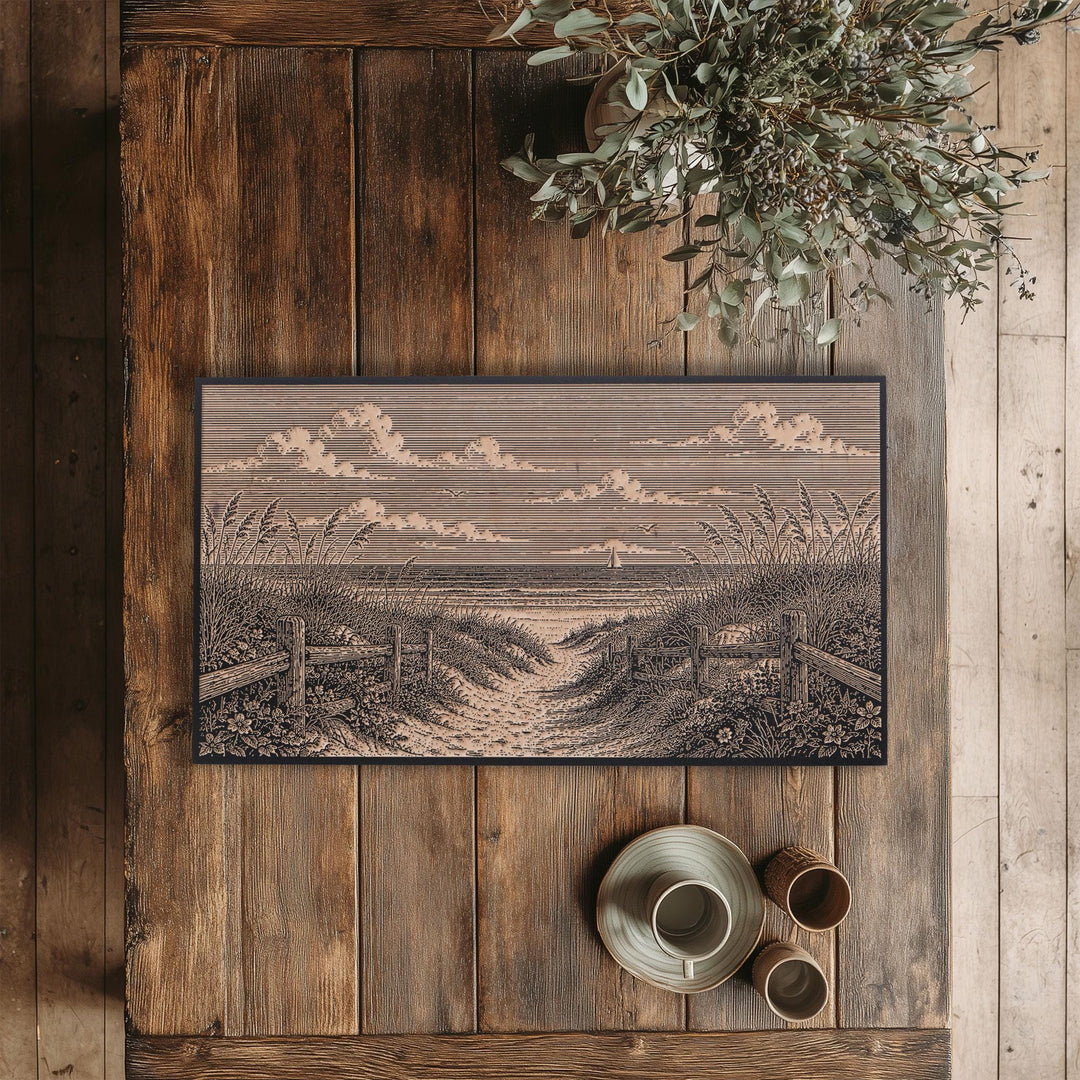 Cape Cod Dune Path Engraved Birch Art Panel