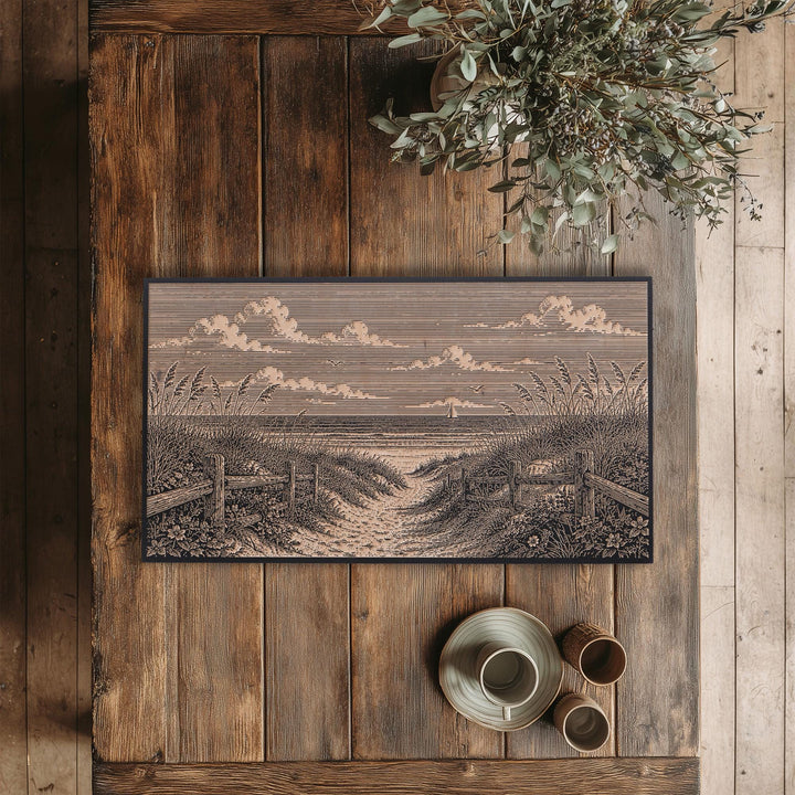 Cape Cod Dune Path Engraved Birch Art Panel