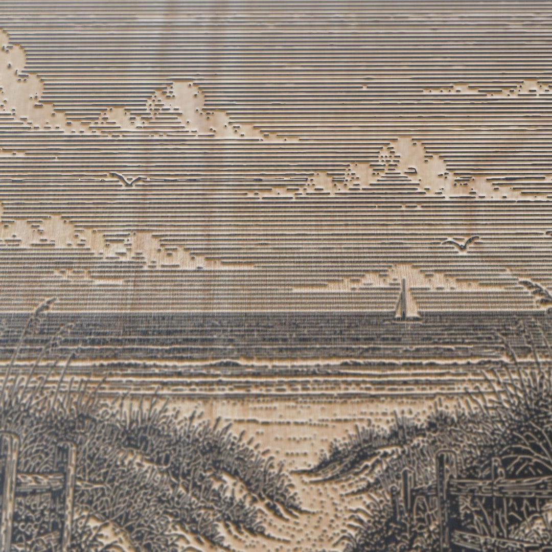 Cape Cod Dune Path Engraved Birch Art Panel