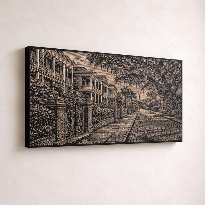 Charleston Garden District Street Engraved Birch Art Panel