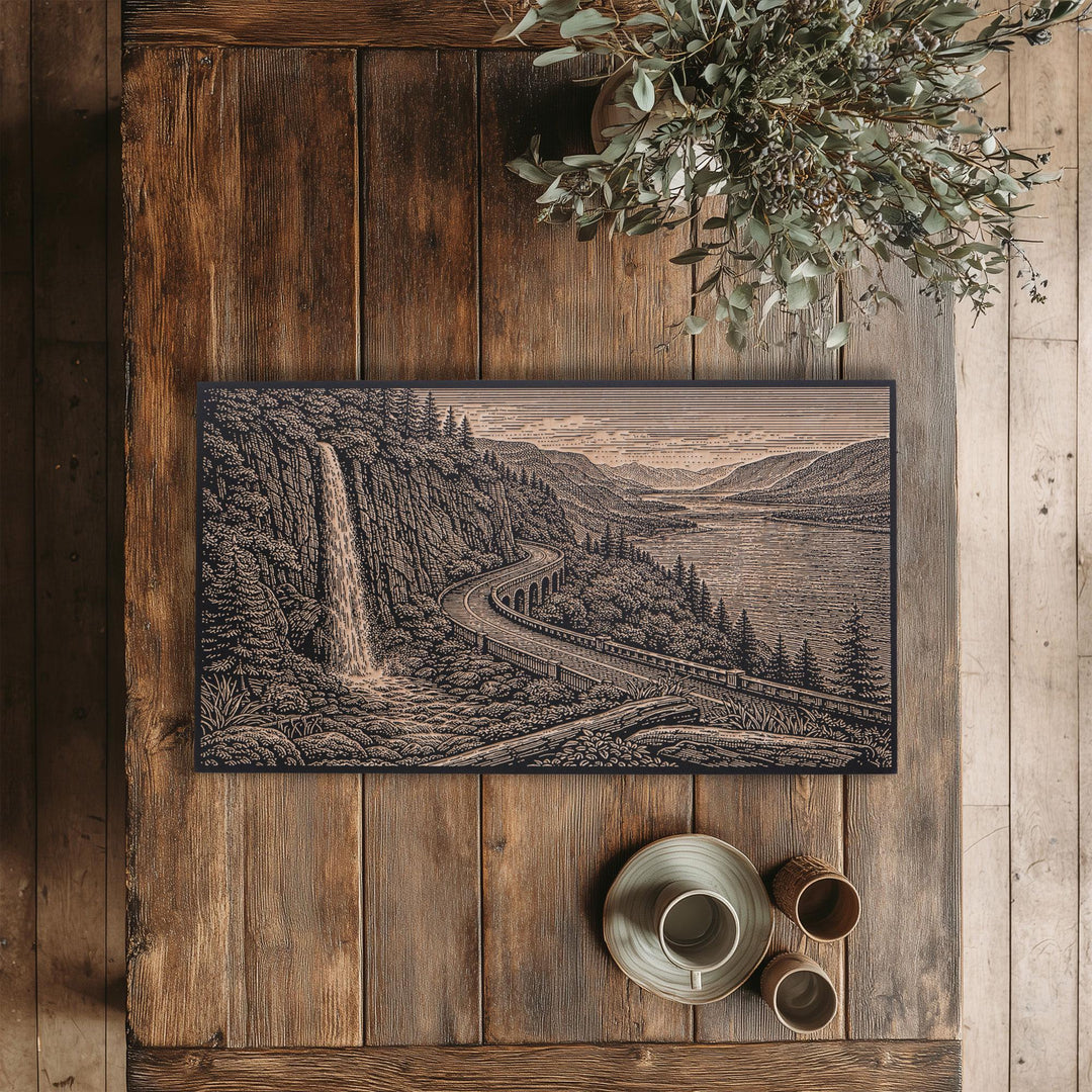 Columbia River Gorge Engraved Birch Art Panel