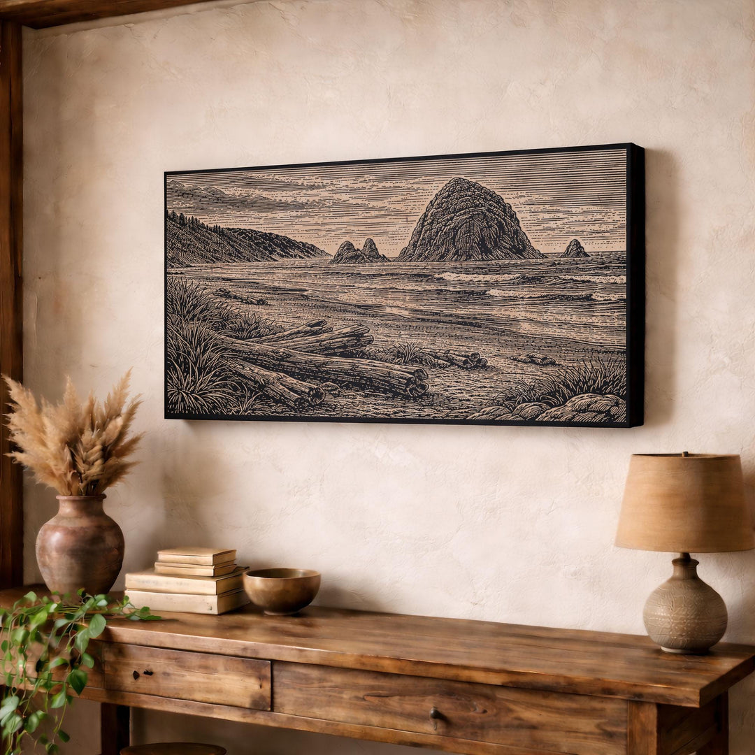 Cannon Beach Engraved Birch Art Panel