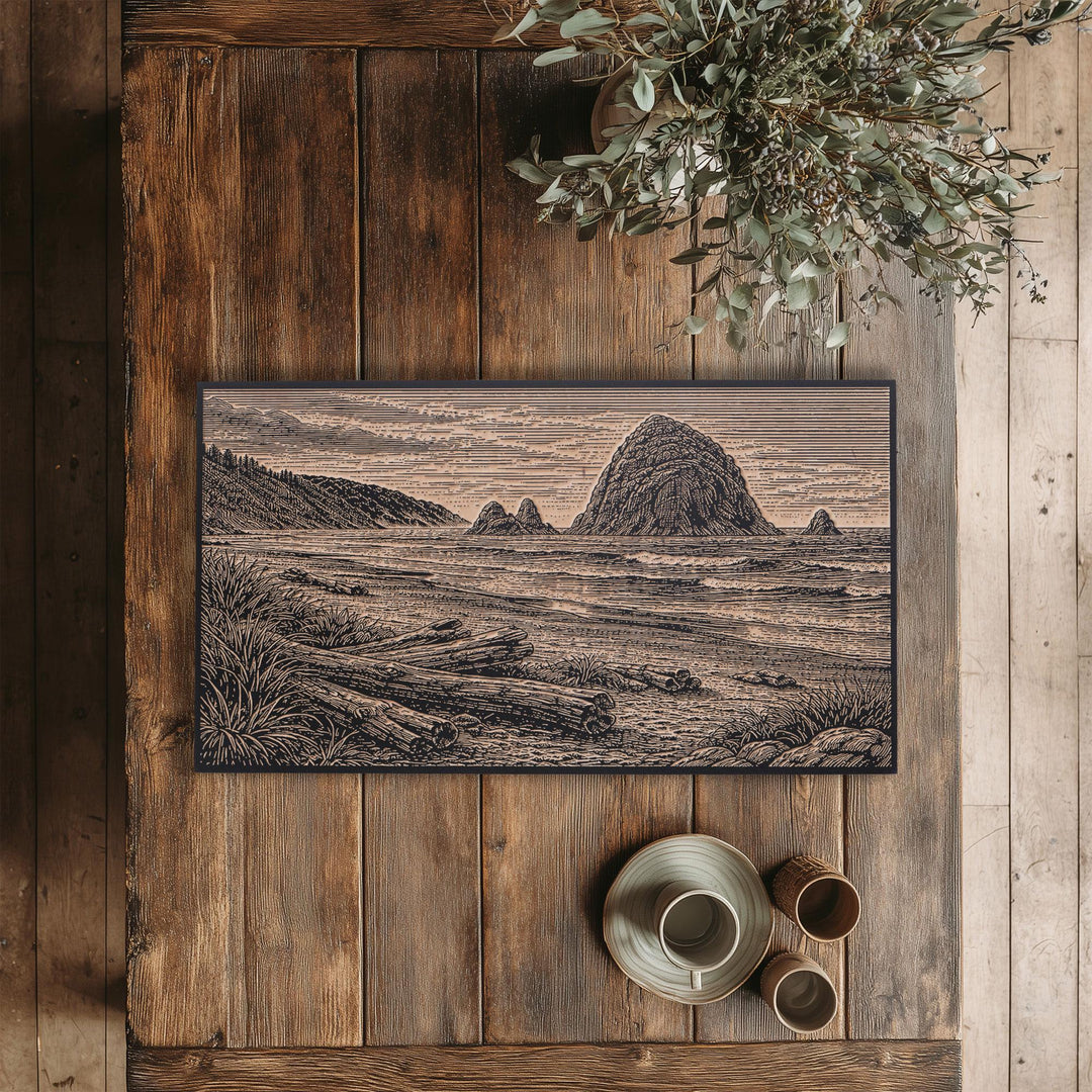 Cannon Beach Engraved Birch Art Panel