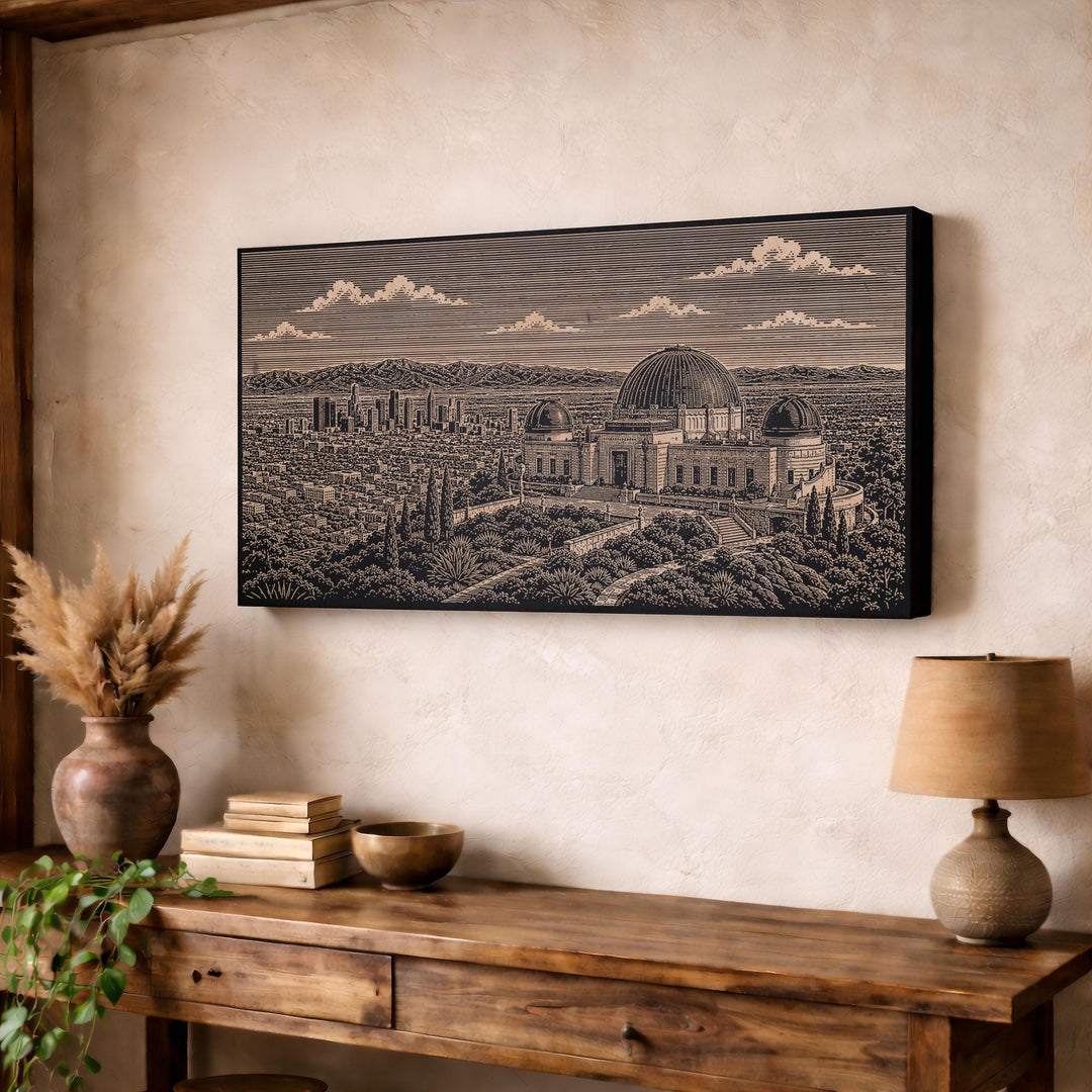 Los Angeles Griffith Observatory Engraved Birch Art Panel