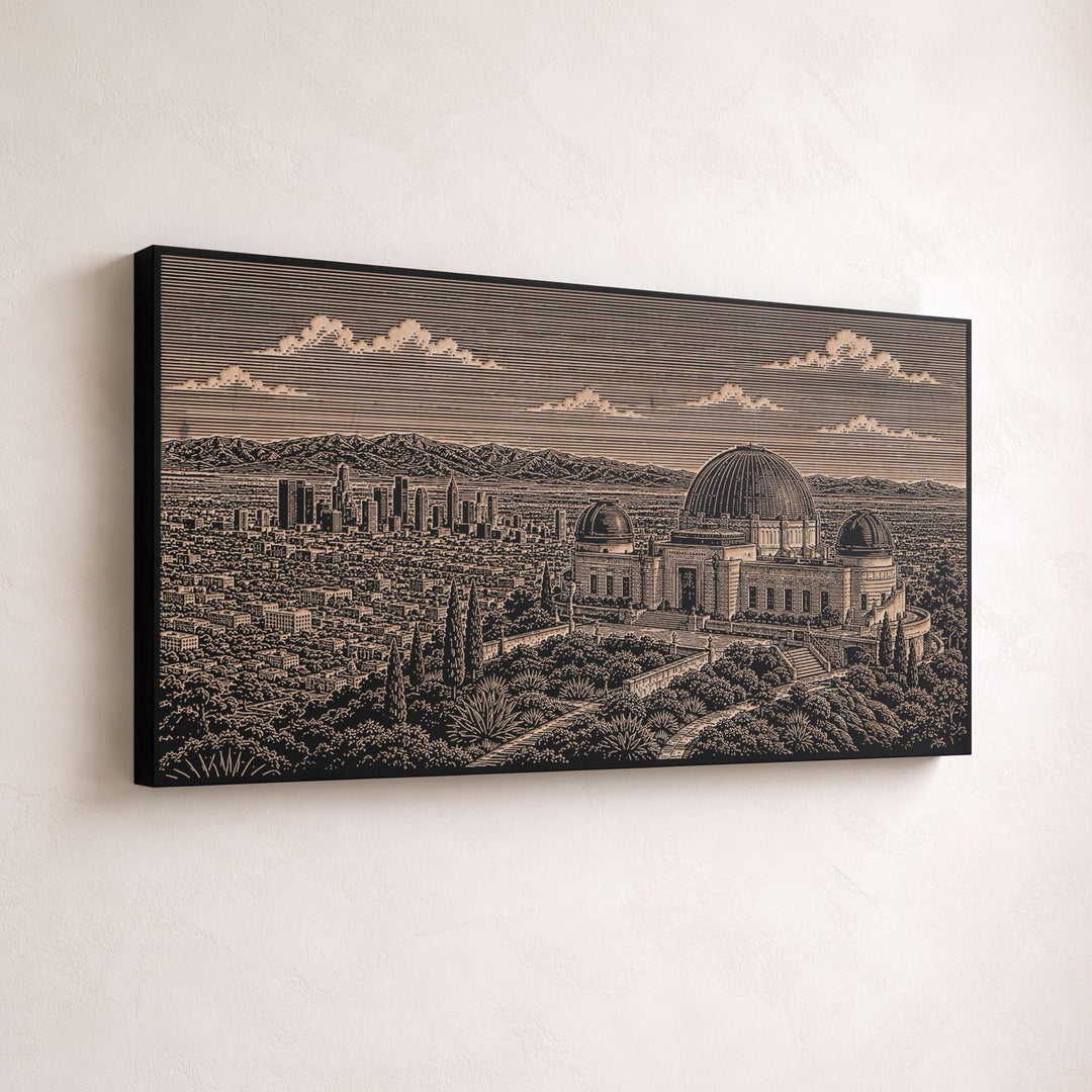 Los Angeles Griffith Observatory Engraved Birch Art Panel