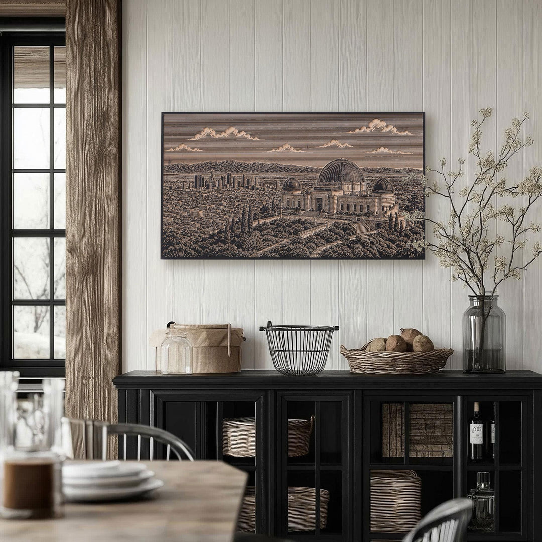 Los Angeles Griffith Observatory Engraved Birch Art Panel