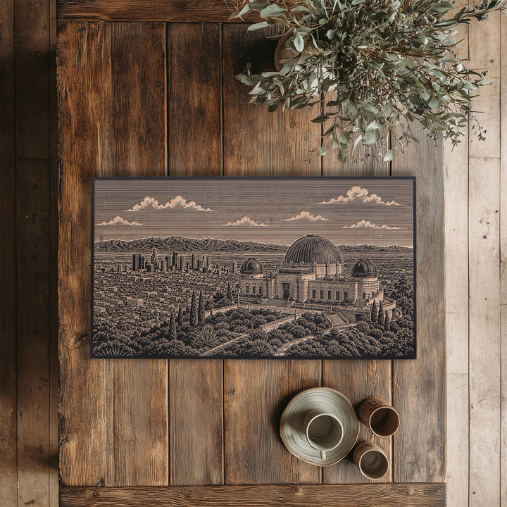 Los Angeles Griffith Observatory Engraved Birch Art Panel