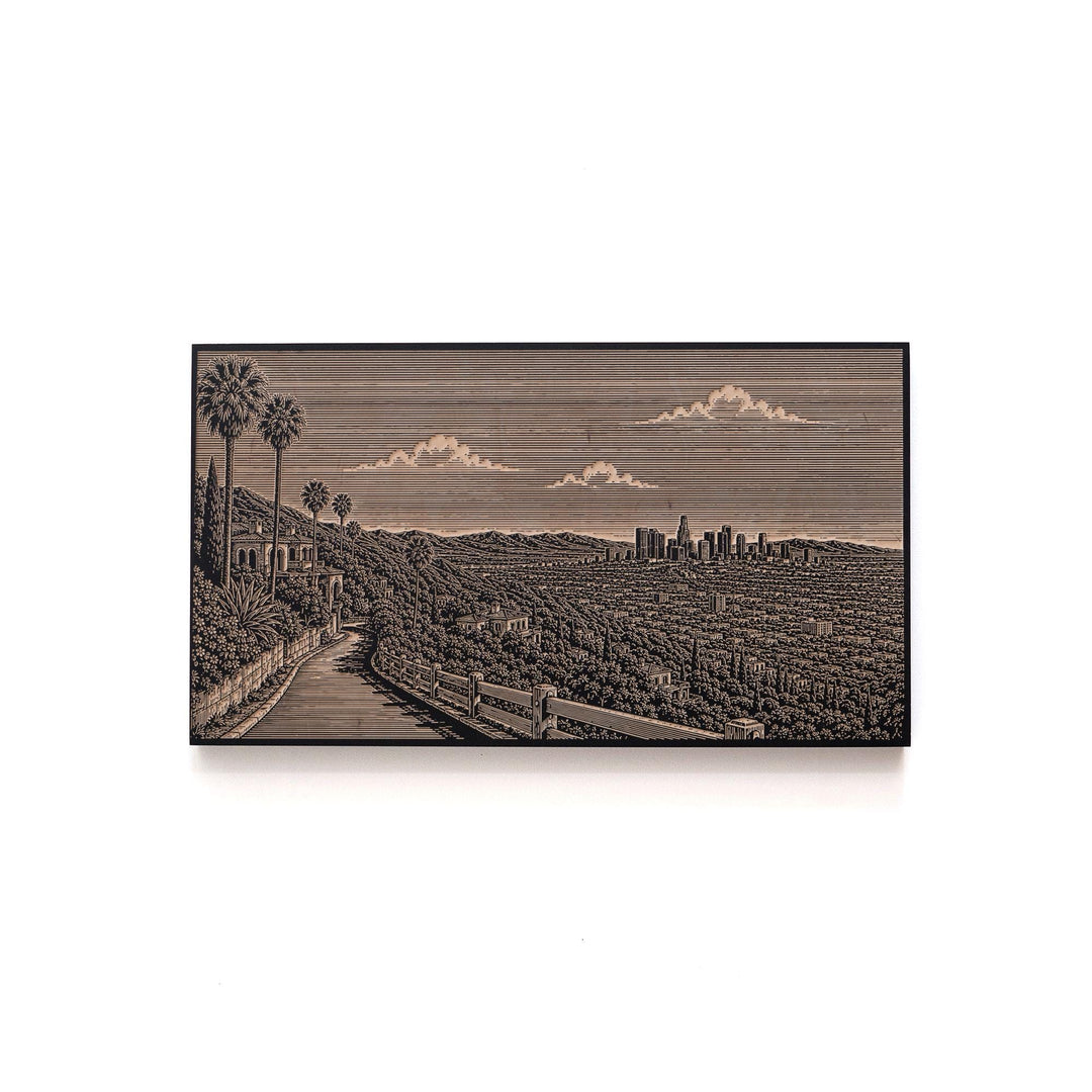 Los Angeles Hillside Overlook Engraved Birch Art Panel