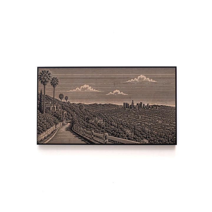 Los Angeles Hillside Overlook Engraved Birch Art Panel