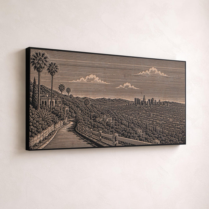Los Angeles Hillside Overlook Engraved Birch Art Panel