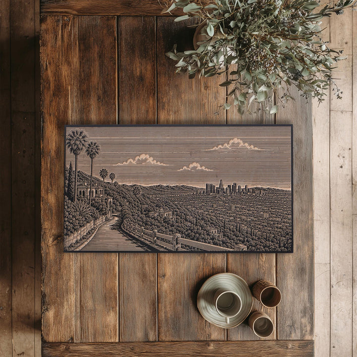 Los Angeles Hillside Overlook Engraved Birch Art Panel