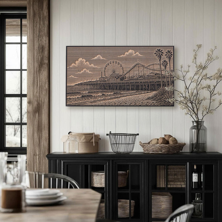 Santa Monica Pier Engraved Birch Art Panel