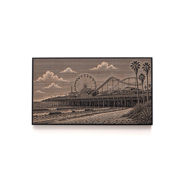 Santa Monica Pier Engraved Birch Art Panel