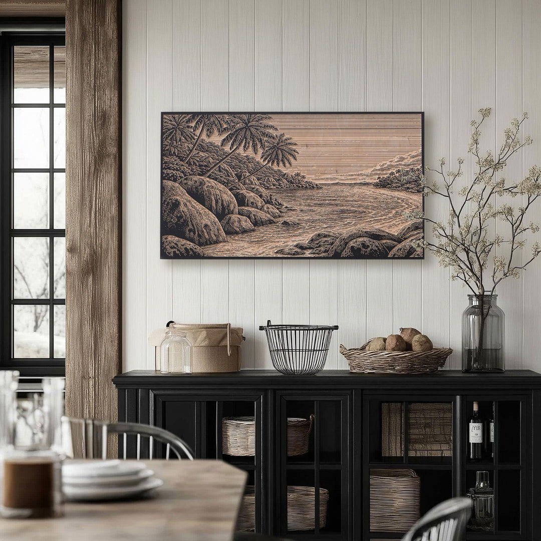 Seychelles Granite Boulders Engraved Birch Art Panel