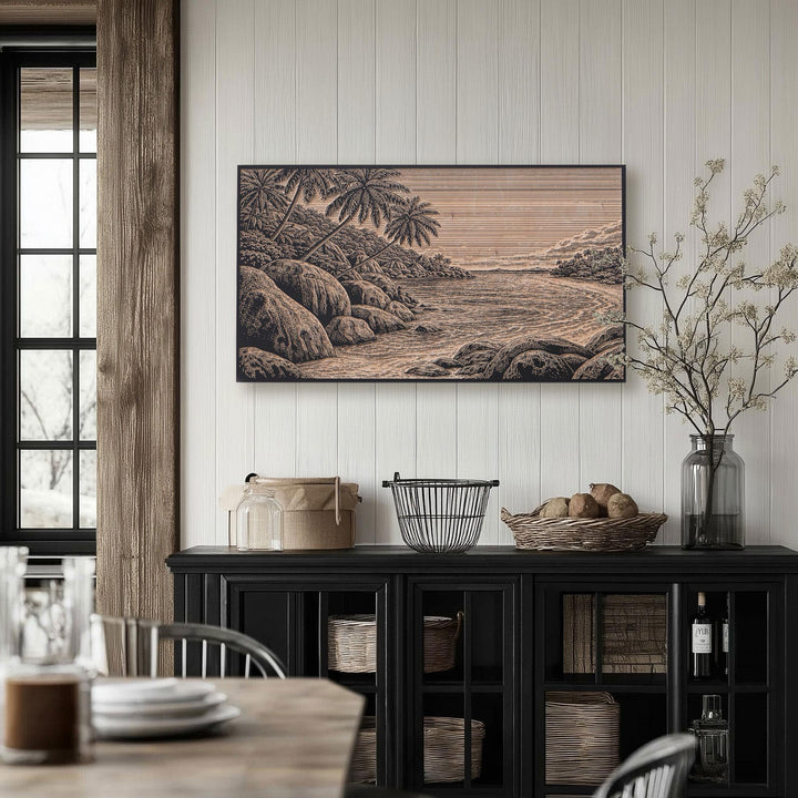 Seychelles Granite Boulders Engraved Birch Art Panel