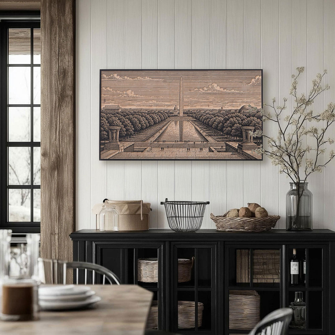 Washington DC Monument Mall Engraved Birch Art Panel