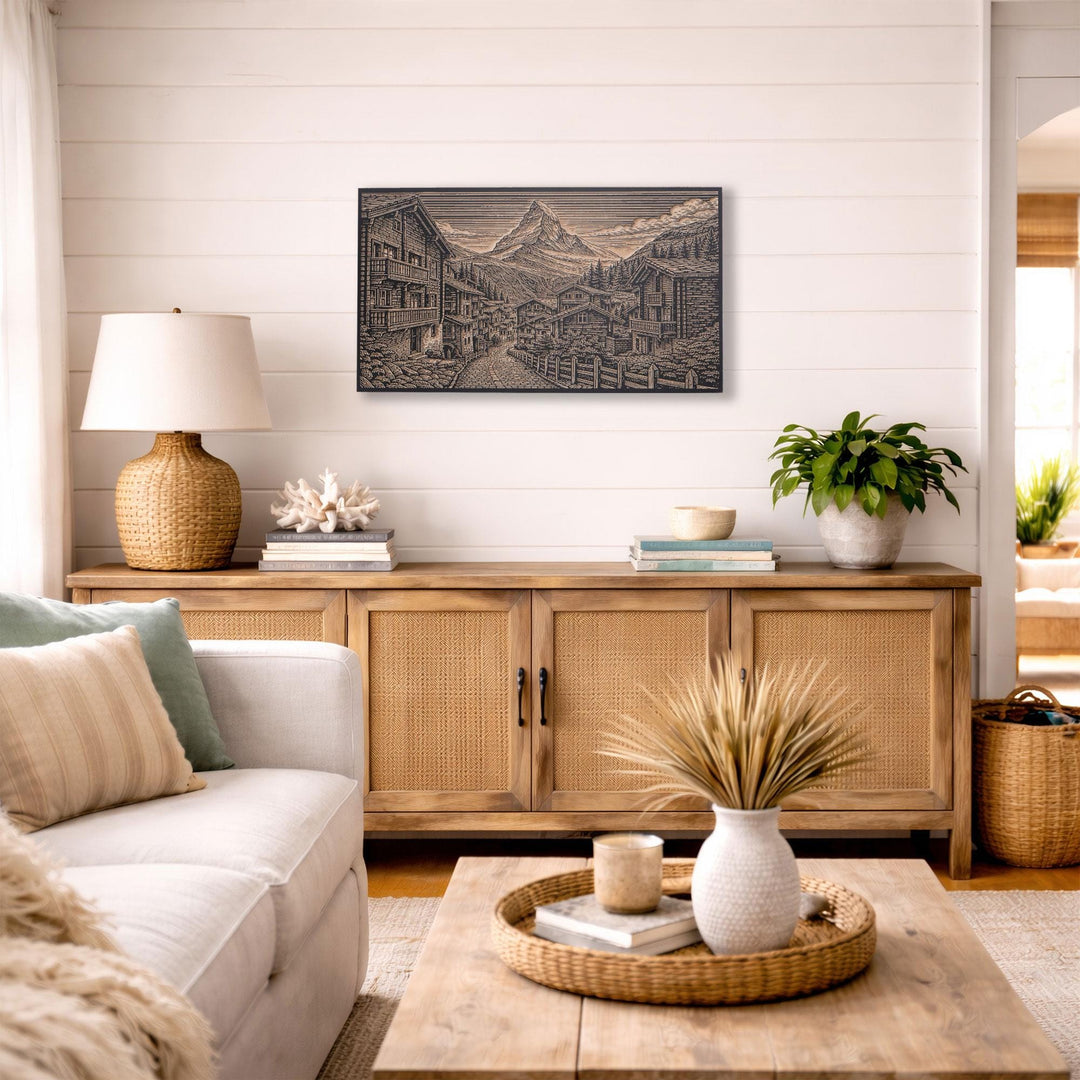 Zermatt Switzerland Matterhorn Engraved Birch Art Panel