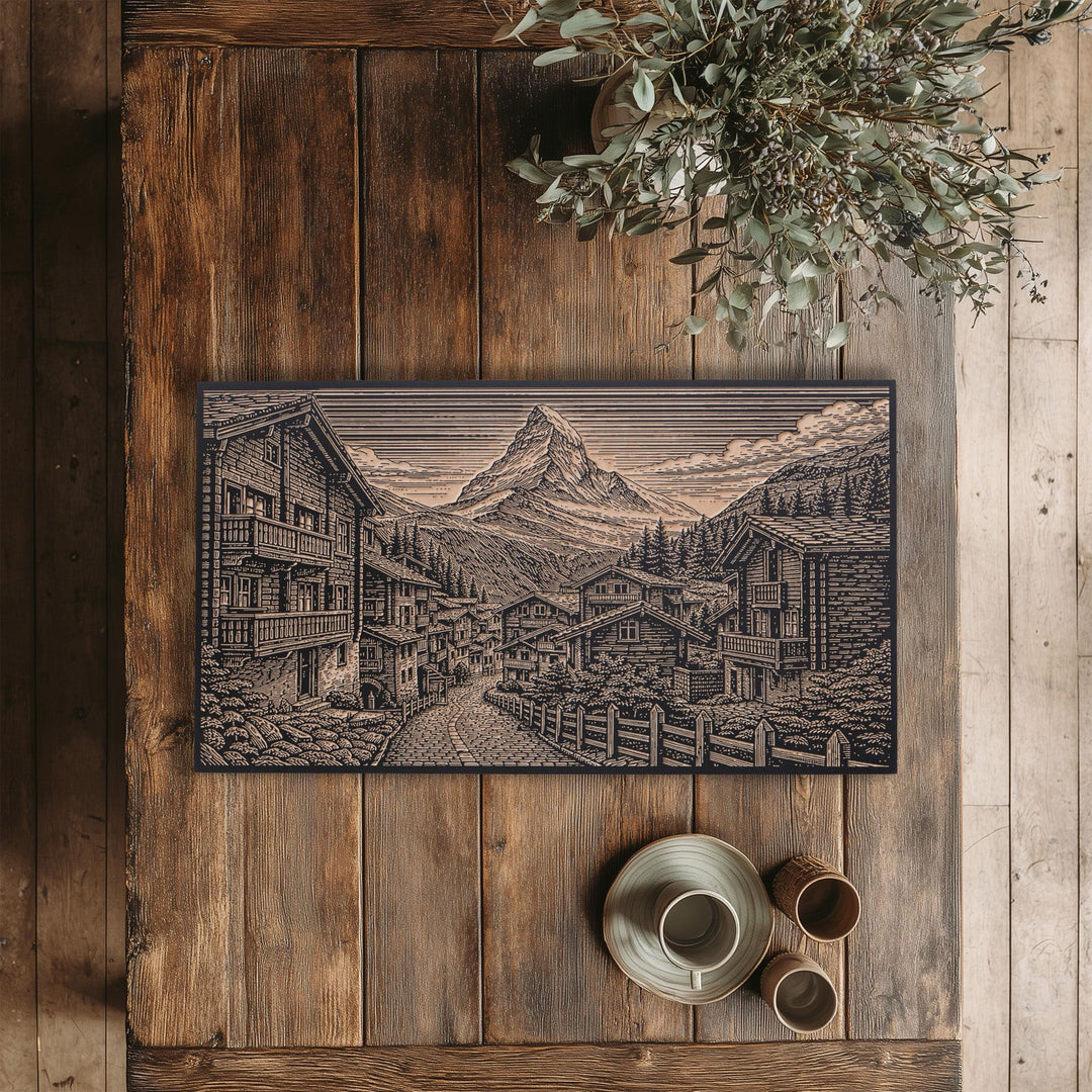 Zermatt Switzerland Matterhorn Engraved Birch Art Panel