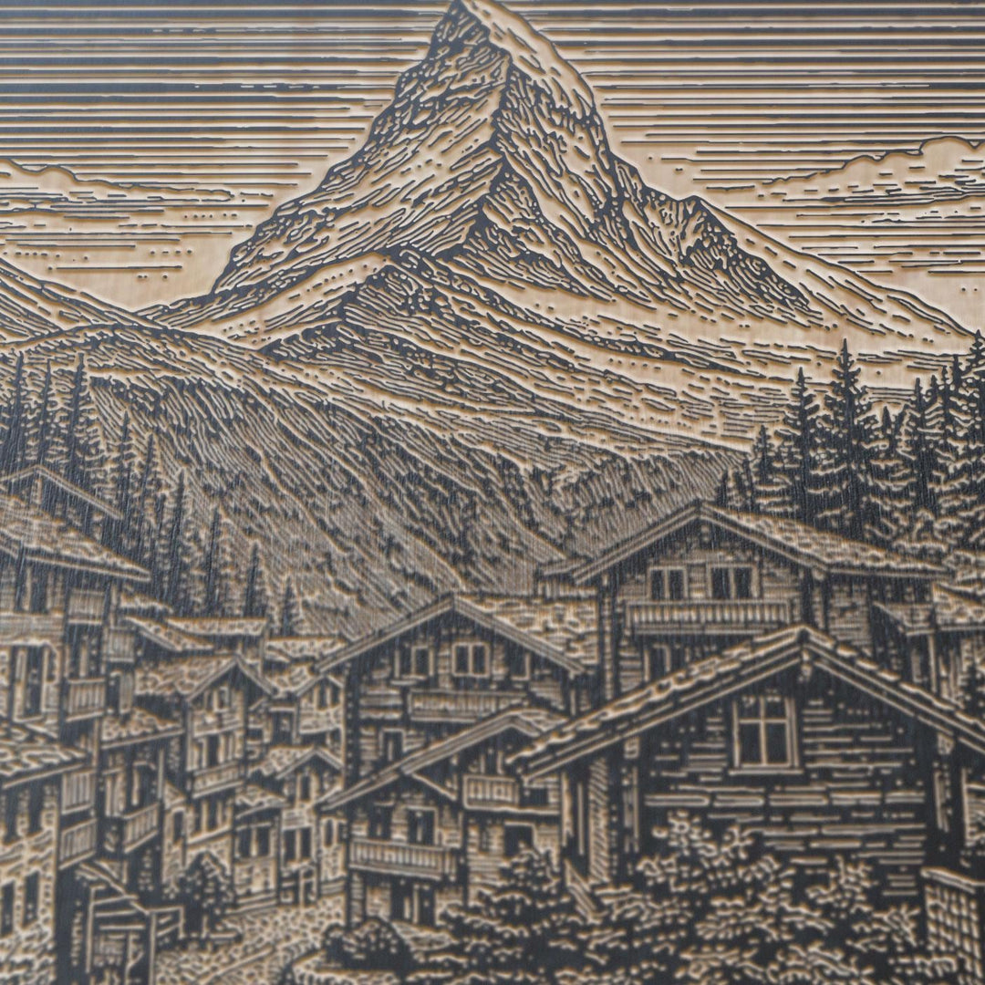 Zermatt Switzerland Matterhorn Engraved Birch Art Panel