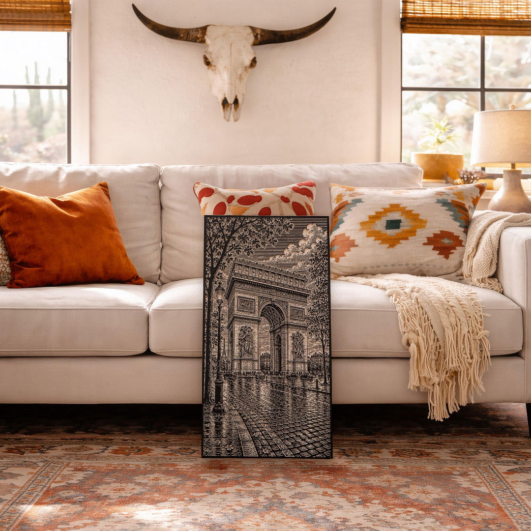 Arc de Triomphe Engraved Birch Art Panel