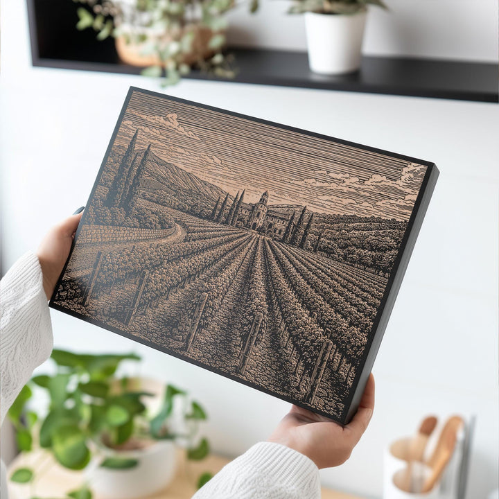 Napa Valley Vineyard Engraved Birch Art Panel