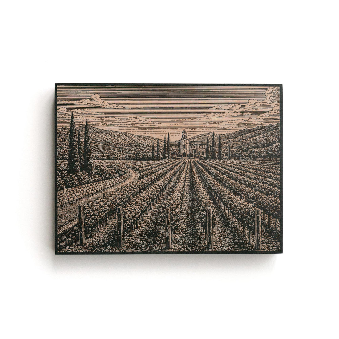 Napa Valley Vineyard Engraved Birch Art Panel