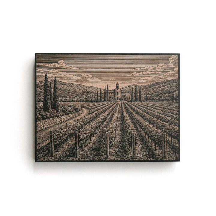 Napa Valley Vineyard Engraved Birch Art Panel