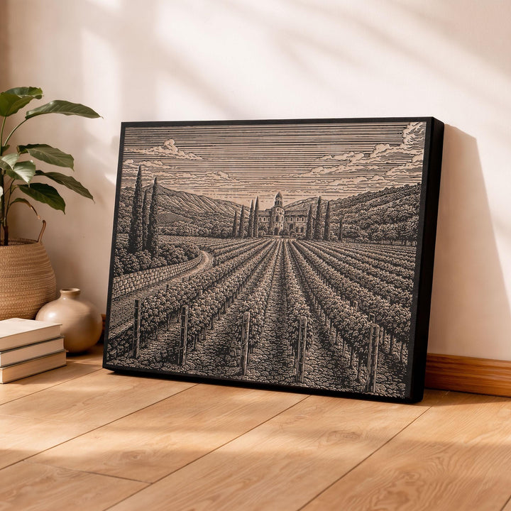 Napa Valley Vineyard Engraved Birch Art Panel