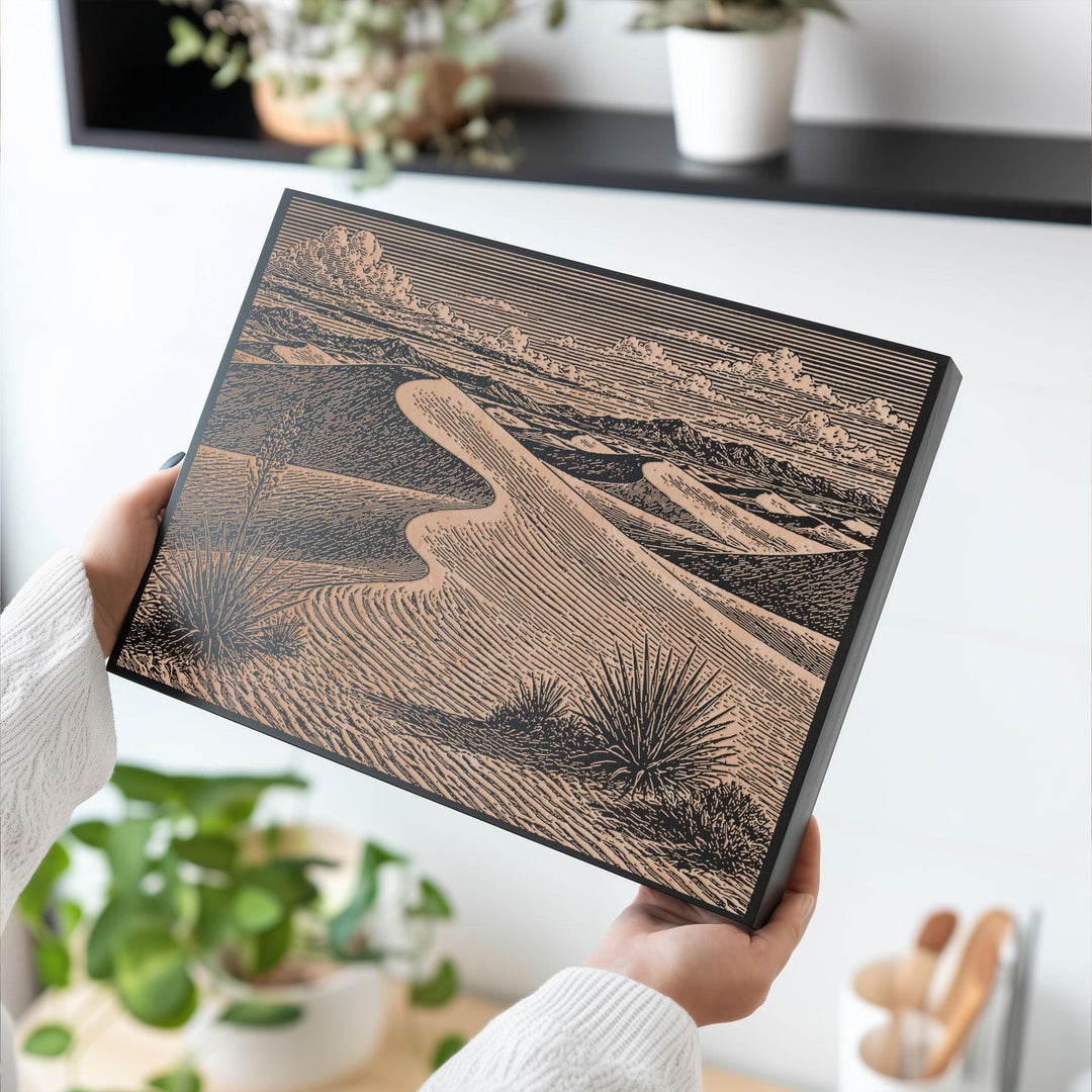 White Sands Dune Flow Engraved Birch Art Panel
