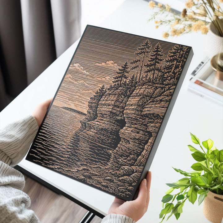 Apostle Islands Red Cliffs Engraved Birch Art Panel