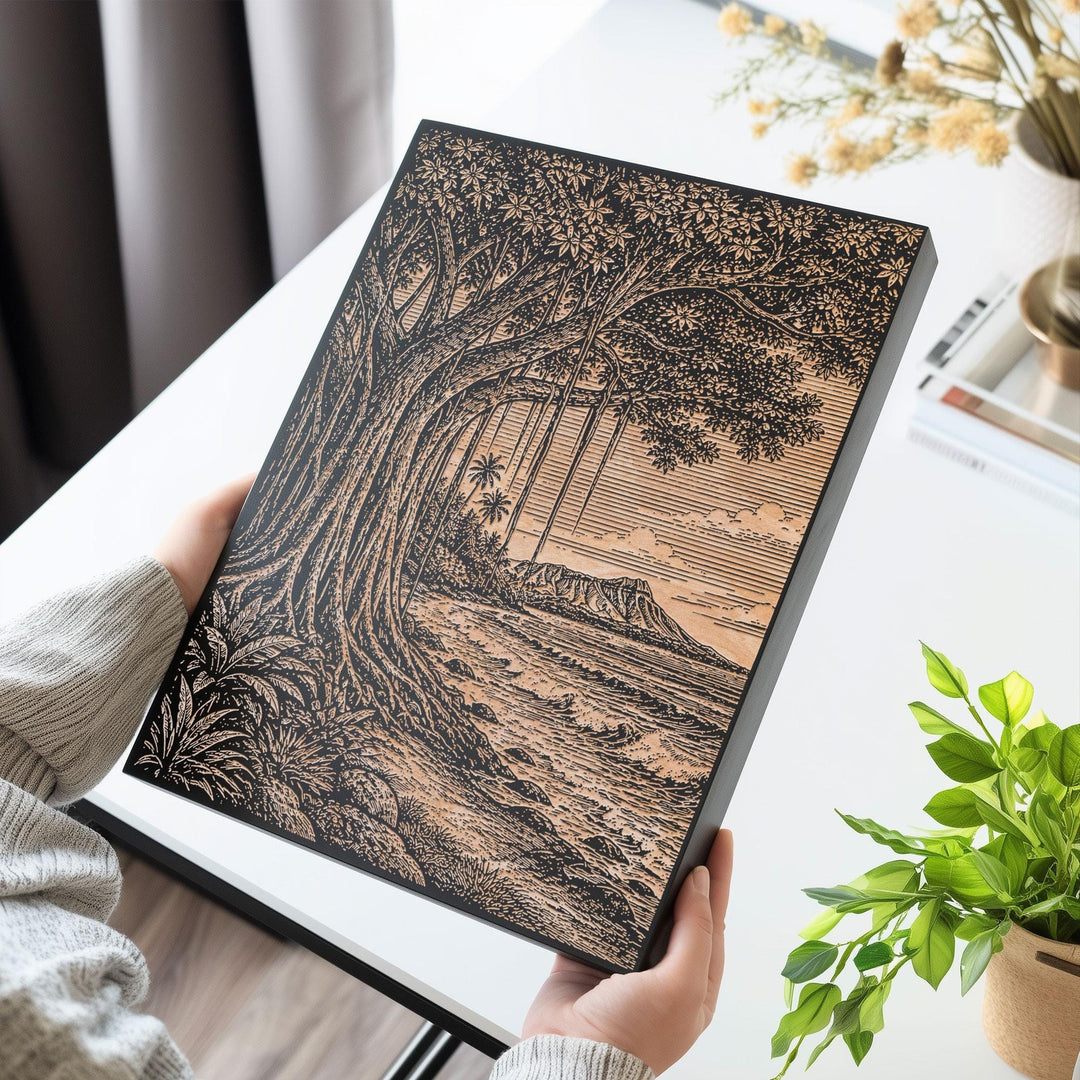 Banyan &amp; Surf Shore Engraved Birch Art Panel