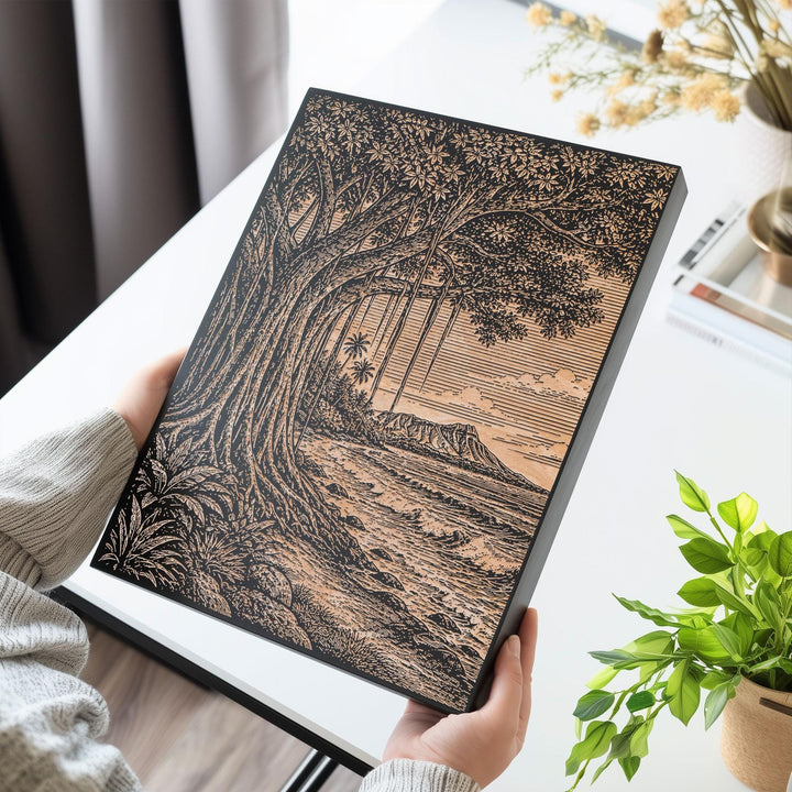 Banyan &amp; Surf Shore Engraved Birch Art Panel