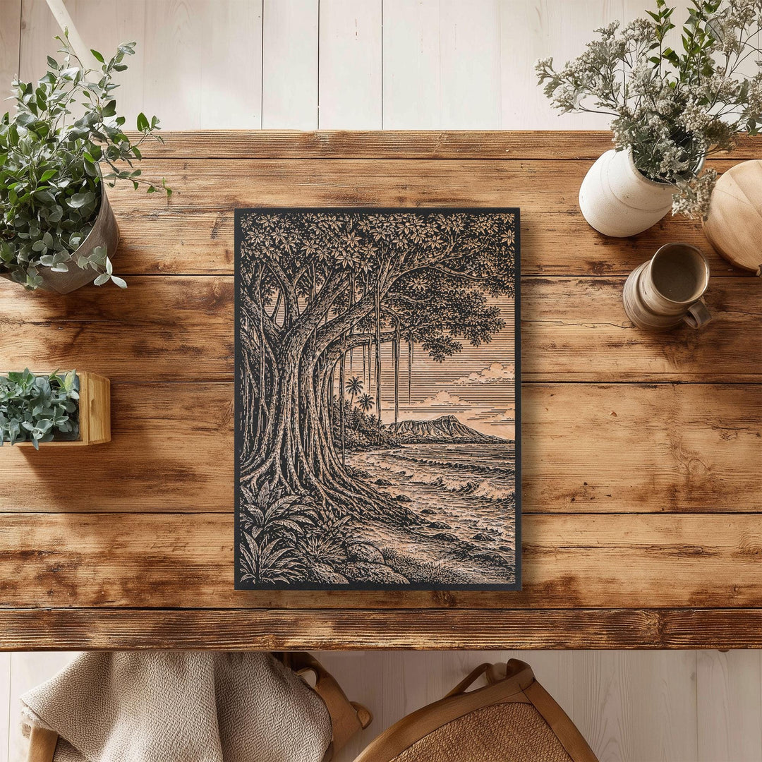 Banyan &amp; Surf Shore Engraved Birch Art Panel