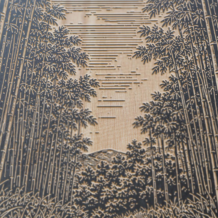 Kyoto Bamboo Grove Path Engraved Birch Art Panel