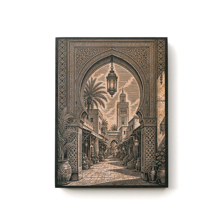 Marrakech Medina Archway Engraved Birch Art Panel
