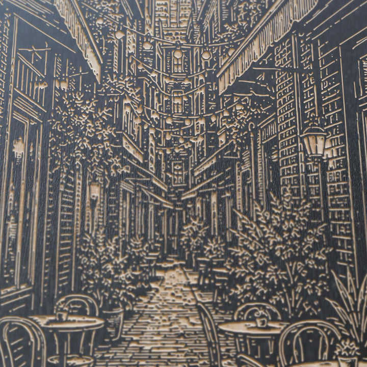 Melbourne Laneway Cafe Engraved Birch Art Panel