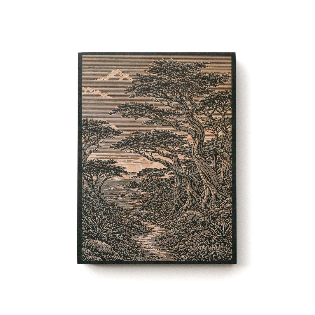 Monterey Cypress Grove Engraved Birch Art Panel