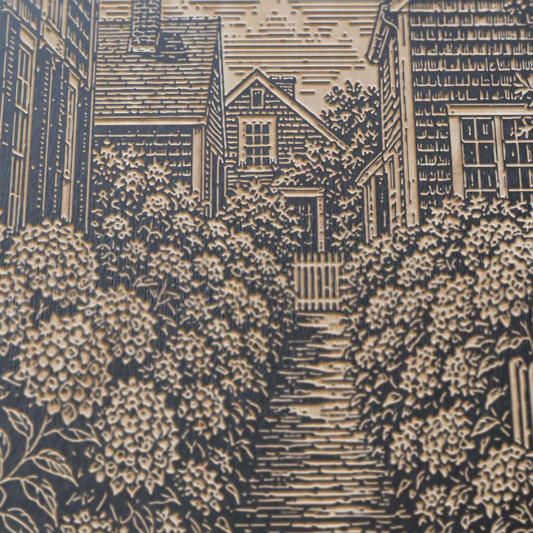 Nantucket Hydrangea Lane Engraved Birch Art Panel