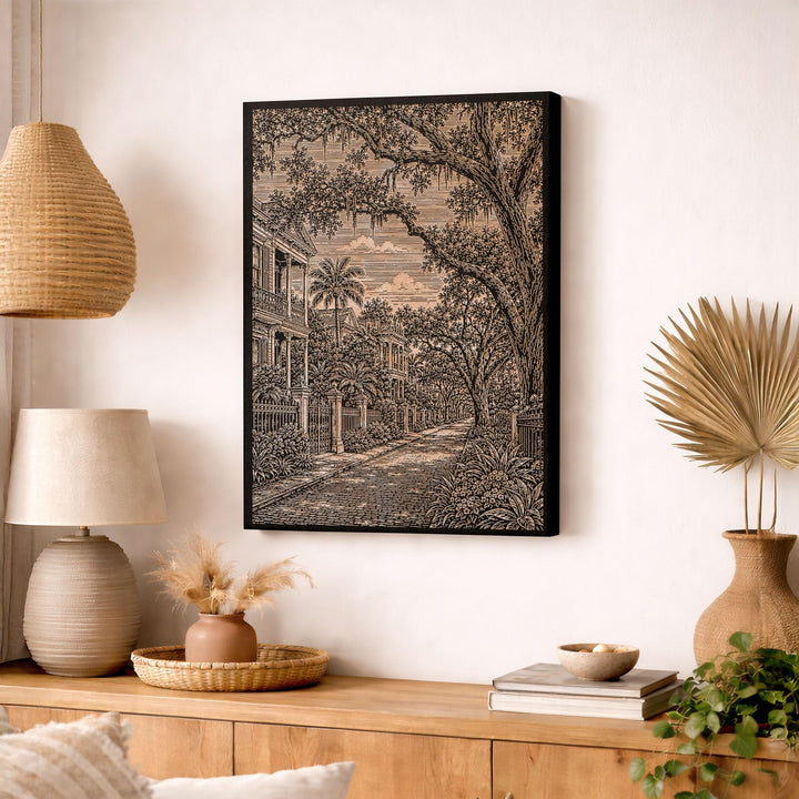 New Orleans Garden District Street Engraved Birch Art Panel