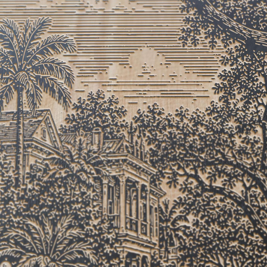 New Orleans Garden District Street Engraved Birch Art Panel