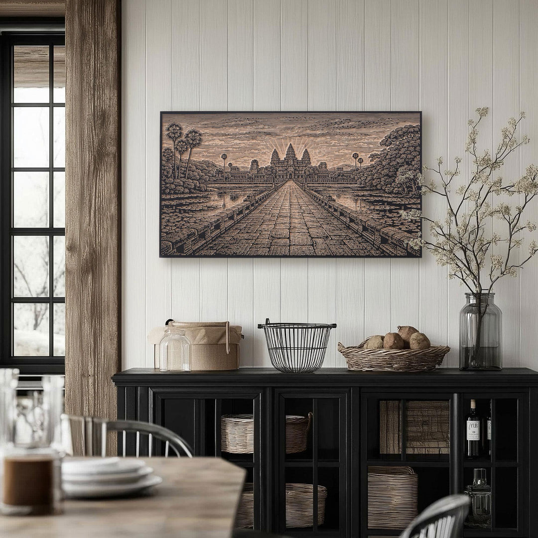 Angkor Wat Engraved Birch Art Panel
