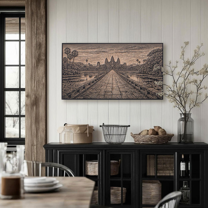Angkor Wat Engraved Birch Art Panel