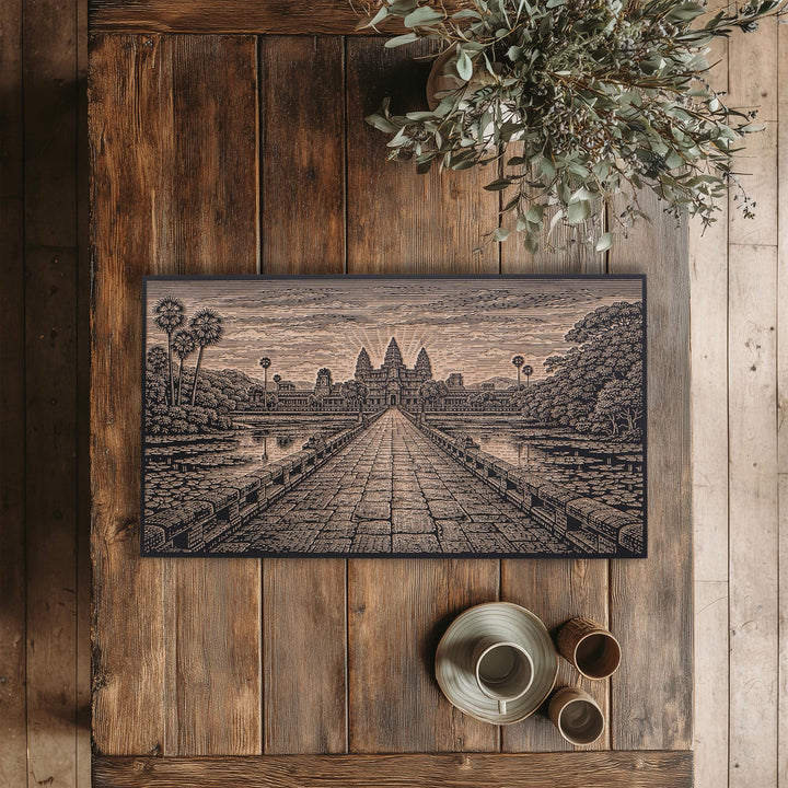 Angkor Wat Engraved Birch Art Panel