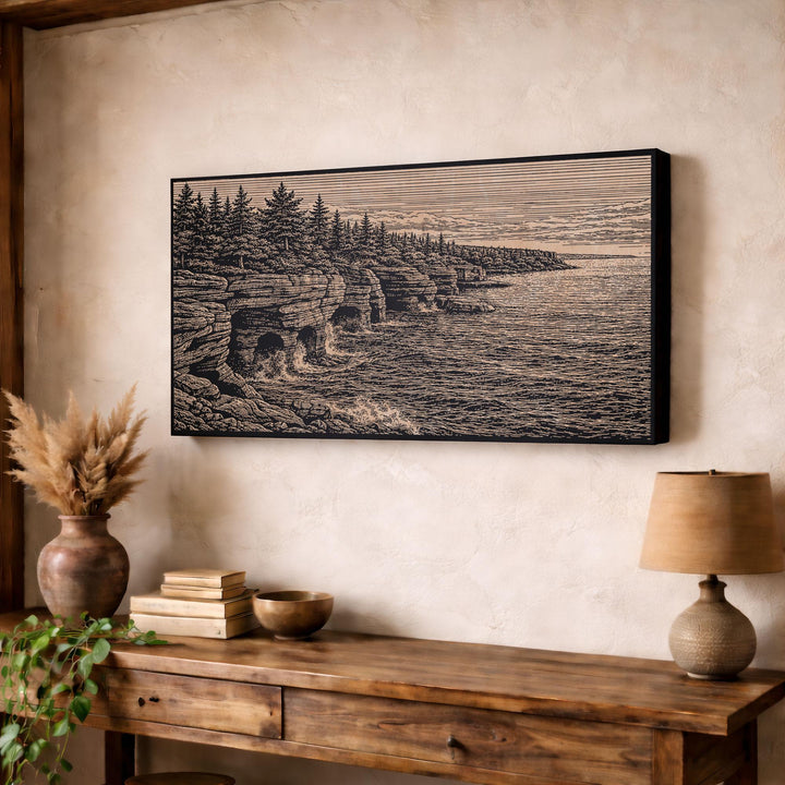 Apostle Islands Sea Caves Engraved Birch Art Panel