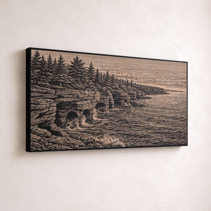 Apostle Islands Sea Caves Engraved Birch Art Panel