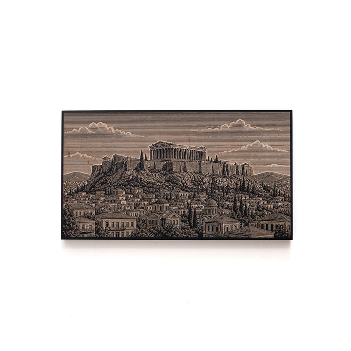 Athens Acropolis Engraved Birch Art Panel