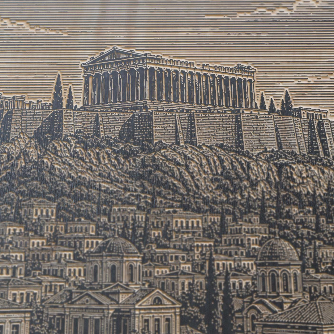 Athens Acropolis Engraved Birch Art Panel