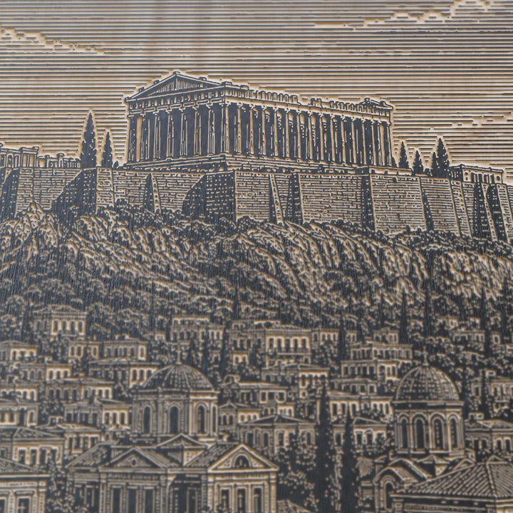 Athens Acropolis Engraved Birch Art Panel