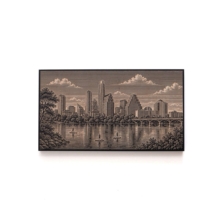 Austin Skyline Engraved Birch Art Panel